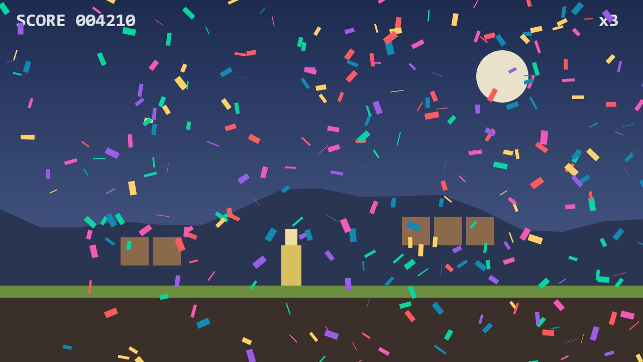 Streamwreck Confetti Storm effect over a game scene